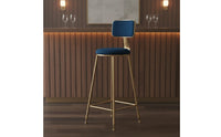 Upholstered Bar Stool with Backrest Light Elegant Design Gold Metal Frame High Stool Modern Kitchen Island Chair for Cafe, Reception Desk