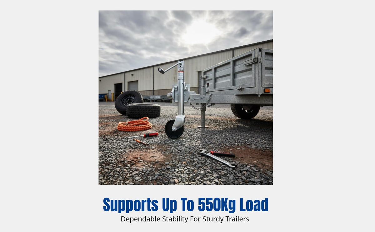 Hand Crank Trailer Support Stand, Side Wind, Brake Model, Guide Wheel, Heavy Duty Support Leg, Marine Trailer Modification Accessory