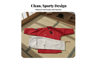 High-End Red and White Training Suit Coach Grade Taekwondo Dobok unfastenedFront Design Combat Arts Outfit Flexible for Children, Beginners, Practice, Competitions, Competition, Dojang