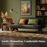 Minimalist Design Armless Convertible Sofa Space-Saving Adjustable Futon Loveseat Multi-Functional Home Furniture High-Density Foam Cushion for Apartment Dwellers, Young Adults, Homeowners, Living Room, Small Areas, Bedroom