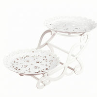 Decorative Folding Dessert Display Stand Raised Rims Two-Tier Dessert Stand Scroll-Style Cupcake Display Holder Lightweight for Events, Parties