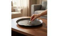 Metal Tray with Hammered Finish Textured Aluminum Tray Antique-Style Serving Platter for Shelf