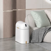 Trash Bin with Lid, Sensor-Type Trash Bin, Battery-Powered, 9.1L, Auto Open/Close, Square Dust Box, Suitable for Living Room, Bedroom, Office, Hotel