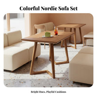 sturdy Wood Frame Upholstered Dining Bench and Table Set Modern design Commercial Furniture interchangeable Combination Cafe Booth Comfortable Upholstery for Interior Designers, Business Owners, Dessert Shop, Reception Area, Lounge