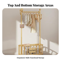 Lockable Casters Mobile Coat Stand Space Saving Freestanding Clothes Hanger Heavy Duty Freestanding Wardrobe Rack Large Capacity for Apartment Dwellers, Homeowners, Bedroom, Dorm Room, Entryway, Retail Shop