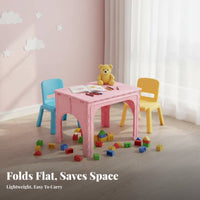 Portable with Handle Foldable Desk and Chair Space-Saving Foldable Play Table and Chair Combo Built-in Pen channel children's Furniture Easy to Clean for Toddlers, Preschoolers, Kindergarten, Playroom, Classroom, Daycare