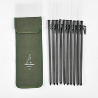 10 Pieces Rustproof Camping Tent Stake Kit with Pouch Compact Tent Stakes with Storage Bag Lightweight Metal Ground Stakes with Bag Multi-Purpose for Backpackers