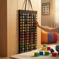 Stitched Pockets Toy Car Organizer Vertical Rows Felt Wall Organizer