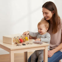 Child-Led Educational Inspired Wooden Lock and Key Toy Early Learning Wooden Lock Box Polished Edges Toddler Unlocking Busy Box CPC & CE Certified for Toddlers, Daycare