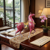 Rearing Horse Statue Tabletop Horse Figurine Gold-Tone Decor Piece for Entryway