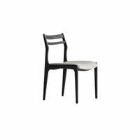 Mid-Century-Century Modern Aesthetic Upholstered Ladder-Back Chair Minimalist Design Kitchen Seating Curved Seat Household Furniture Long-Lasting Frame for Homeowners, Restaurant Owners, Families, Dining Room, Home Office, Cafe