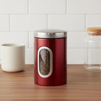 Multipurpose Food Canister with Window Modern Design Stainless Steel Canister with Window Easy to Clean Airtight Coffee and Tea Jar for Countertop