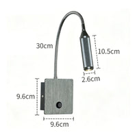 Foldable Flexible Gooseneck Wall Lamp Focused Beam Dimmable LED Wall Lamp Easy Install Eye-Caring for Bedroom