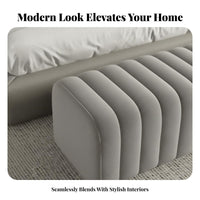 End of Bed Bench Versatile Modern Entryway Bench Firm-Density Foam Fluted Velvet Ottoman for Homeowners, Renters, Bedroom, Clothing Store, Hallway