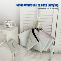 Compact Sun & Rain Umbrella, Women Student, High Aesthetic, UPF 50+ INS Style, Foldable, Stainless Steel, Fiberglass Ribs