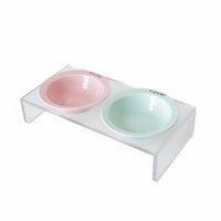 Ceramic Pet Bowl with Simple to Clean to Clean Acrylic Bowl Stand Dishwasher Raised Feeding Station for Cats, Kittens