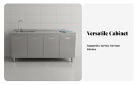 Stainless Steel Kitchen Cabinet Water Resistant and Oil-Resistant Built-in Kitchen Counter Cabinet Rust-Resistant 2 Door Storage Cupboard for Families