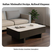Rectangular Table with Drawers Minimalist Aesthetic Storage Coffee Table Modern Aesthetic Living Room Furniture for Apartment Dwellers, Families