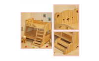 Doll Bed with Stairs Rounded Corners Dollhouse Bunk Bed Furniture for Young Children, Pretend Play