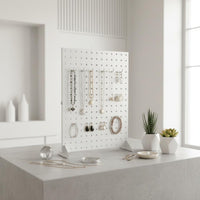Metal Pegboard Display Stand Portable Metal Pegboard Display Space-Saving Freestanding Perforated Panel for Vendors, Desk