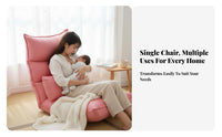 Removable and Cleanable Cover Adjustable Floor Lounger Support Foldable Padded Chaise Lounge Ergonomic Design spinerest Pillow No Assembly Required for Nursing Mothers, Students, Bay cozy area, On the Bed, Living Room, Small Apartments
