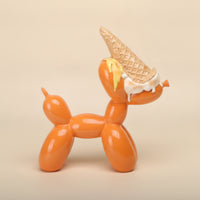 Glossy Balloon Dog with Ice Cream Cone Creative Balloon Dog Figurine Cute Desk Decor Adorable for Creatives, Office, Studio