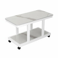 With Wheels 2-Tier Rolling Table Space-Saving Side Table Multifunctional Mobile Storage Minimalist Design for Apartment Dwellers, Office Workers, Bedroom, Living Room, Small Areas, Bathroom