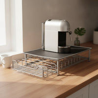 Metal Coffee Machine Stand with Drawer Sturdy Coffee Capsule Drawer Countertop Organizer Sleek for Kitchen Counter