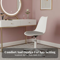 Height Adjustable Armless Caster Chair Space-Saving Armless Rolling Desk Chair Ergonomic Design Swivel Seat Low-Noise Casters for Students, Home Office Workers, Teenagers, Dorm Room, Vanity Area, Bedroom