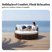 Luxury design avian enclosure overhead cover Lounger Weather-Resistant Double Daybed with overhead cover Includes cushy Cushions Lounge Bed Privacy Curtains for Hotel Owners, vacation destination Managers, Villa, pool area, Garden, posterioryard