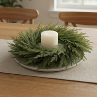 Easy to Hang Christmas Evergreen Wreath Realistic Look Artificial Greenery Garland Festive Design Evergreen Garland Long-Lasting Material for Entryway, Mantel, Wall
