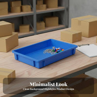 Sturdy Duty Plastic Tray Thickened Design Rectangular Parts Bin Shallow Stackable Container Long-Lasting Turnover Box