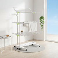 Rolling Clothes Dehydrating Rack Indoor Folding Clothes Dehydrating Rack Sturdy for Laundry Room, Balcony