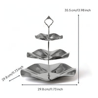 Three-Tier Serving Tray Stand Non-Slip Tiered Serving Stand with Handle Sleek Sturdy for Hosts, Parties, Weddings