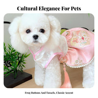 Brocade Material Tang Suit Dog Dress Elegant Appearance Dog Tang Suit Warm and Comfortable for Small Dogs, Festivals, Photo S, Daily Wear