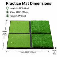 1.5m x 1.5m Driving Range Mat, Heavy Duty Artificial Turf Mat with Non-Slip Rubber Base, Portable Chipping Mat for Putting Practice