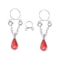 Nipple Rings with Dangle Charm Teardrop for Clubwear