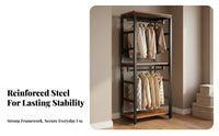 Freestanding Clothes Rack System Stable Structure Metal Clothes Rack with Shelves Space Saving Metal Frame Closet Organizer for Cloakroom