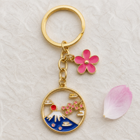 Studio Ghibli Faceless Man Cherry Blossom Mount Fuji Keychain Cartoon Pendant