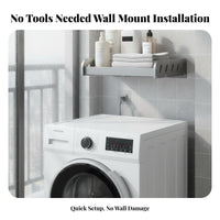Space-Saving Wall Mounted Storage Rack Multi-Purpose Drill Shelf Modern Design Laundry Room Shelf Easy to Clean for Renters, Balcony, Kitchen