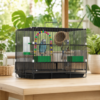Bird Cage for Parakeets Cockatiels Peonies Small Birds Portable Foldable Metal Cage with Accessories