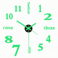 DIY Wall Clock Glow in the Dark Luminous Wall Clock Frameless 3D for Renters, Living Room, Bedroom