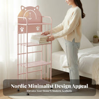 Movable with casters animalchildrened Rolling Rack Space Saving Mobile book rack Multi-Functional Household Storage Easy to Assemble for Children, Students, Office Workers, Living Room, Bedroom, Study, Classroom