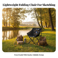 Portable Sketching Stool Foldable Design Artist Chair with Backrest Back Support Lightweight Fishing Chair for Artists, Fishers, Hiking, Picnic, Parks