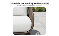 Weather Resistant 4-Piece Woven Sofa Set Luxurious upholstered pads Outdoor Furniture Modern & design Patio Seating Removable upholstered pad cases for Hotel Owners, Party Hosts, Garden, Backyard, Terrace, waterside