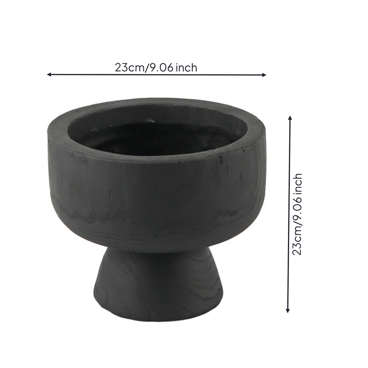 Tabletop Planter Wood-Grain Planter with Pedestal Base Black Pedestal Bowl for Refined Aesthetic Seekers