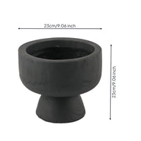 Tabletop Planter Wood-Grain Planter with Pedestal Base Black Pedestal Bowl for Refined Aesthetic Seekers