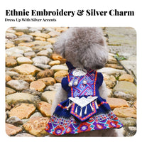 Imitation Silver Ornaments Ethnic Pet Costume Hand-Sewn Element S Traditional Chinese Dog Outfit Festive Design for Cat Owners, Cats