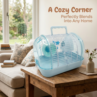 Portable Hamster Cage with Handle, Small Animal Habitat Starter Kit, Two Tier Hamster Habitat, Hamster Cage Water Bottle, Small Animal Travel Carrier