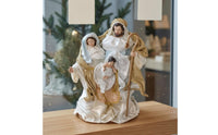 Vertical Display Tabletop Nativity Figurine Satin-Like Holy Family Figurine Resin and Fiber Holy Family Figurines Round Base for Desktop, Shelf